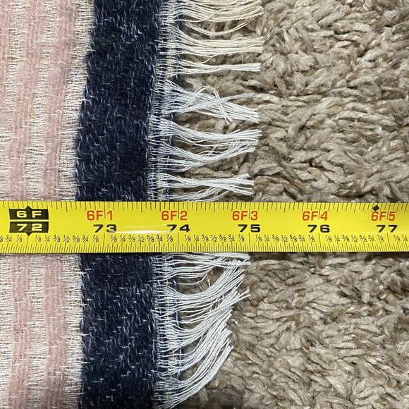 Shawl Scarf Wrap Wool Blend Pink Cheetah Print Blue Stripes Fringe Mixed Media - Picture 8 of 8